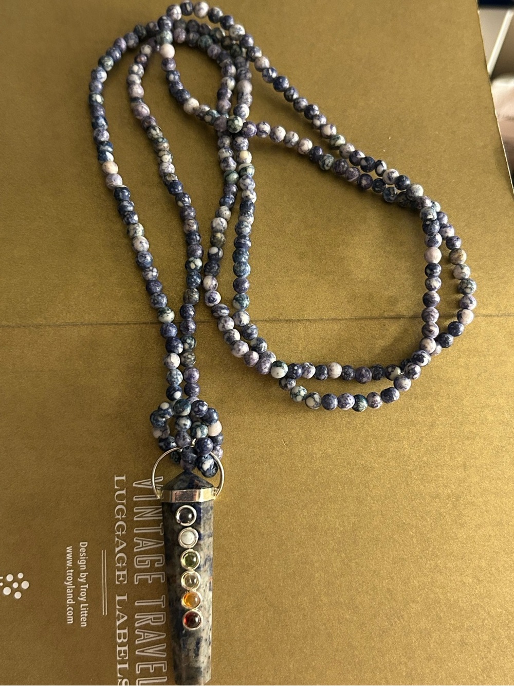 Necklace NWOT Blue Sodalite & semiprecious stone Chakra w/beads & .925 sp. chain